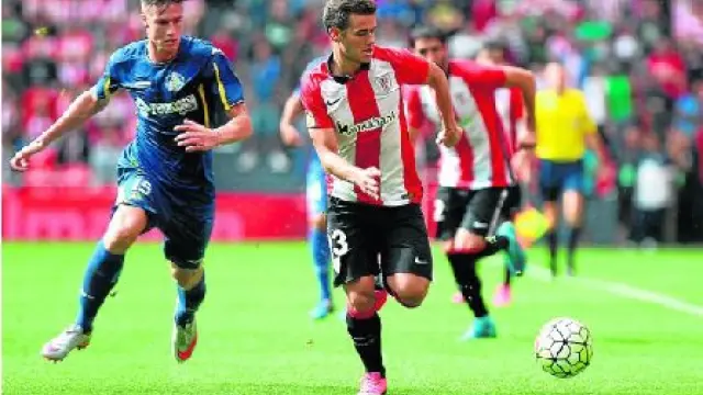 Aktexe, en el partido que jugó en septiembre en el Athletic de Bilbao en San Mamés ante el Getafe.