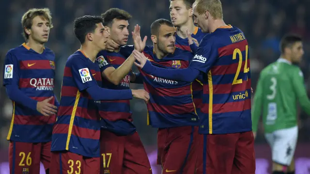 Los jugadores del Barça celebran un gol.