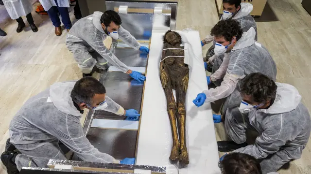 La momia guanche expuesta en el Museo Arqueológico Nacional