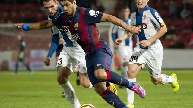 Luis Suárez, en un derbi entre el Barça y el Espanyol