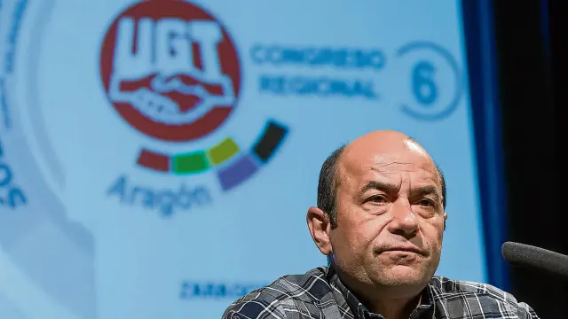 Imagen de mayo de 2013 cuando Daniel Alastuey fue elegido secretario general de UGT Aragón.