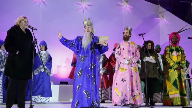Una imagen de los Reyes Magos durante la cabalgata de Madrid