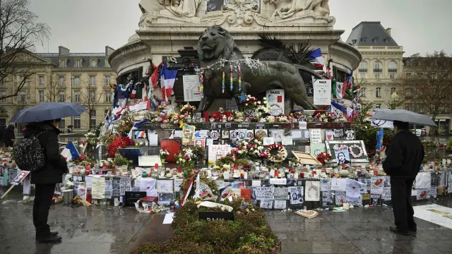 Homenaje a las víctimas en el aniversario del atentado terrorista contra la revista Charlie Hebdo.