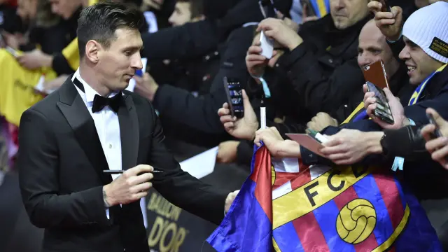 Leo Messi a su llegada a la entrega de premios del Balón de Oro 2015