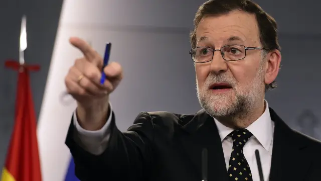 Mariano Rajoy, durante la rueda de prensa que ofreció tras su entrevista con el Rey