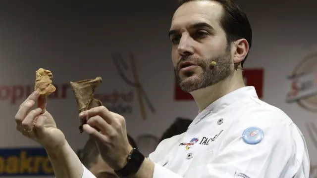 El chef español Mario Sandoval durante su intervención "El valor de la sostenibilidad" en Madrid Fusión.