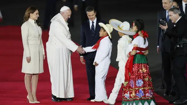 El Papa, a su llegada a México.