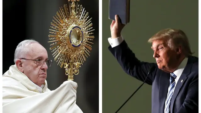 Combo de imágenes del Papa Francisco y Donald Trump.