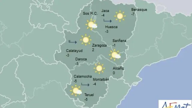 Temperaturas de hasta -7 grados en Aragón