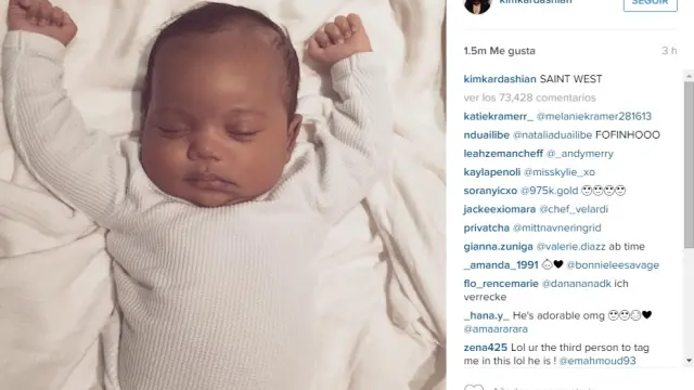 Kim Kardashian ha publicado una foto de su hijo Saint en las redes sociales
