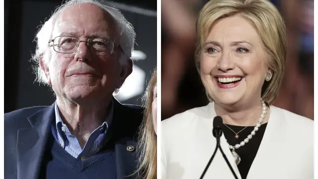 Los aspirantes demócratas a la Presidencia de Estados Unidos Bernie Sanders y Hillary Clinton.