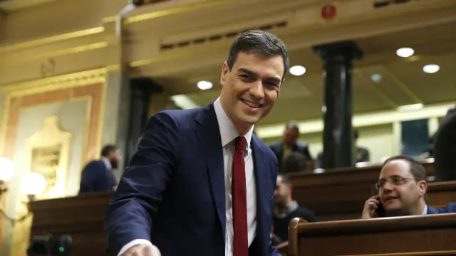 l líder del PSOE, Pedro Sánchez, a su llegada al hemiciclo del Congreso de los Diputados