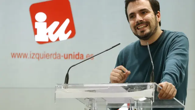Alberto Garzón durante la reunión del Consejo Político de Izquierda Unida