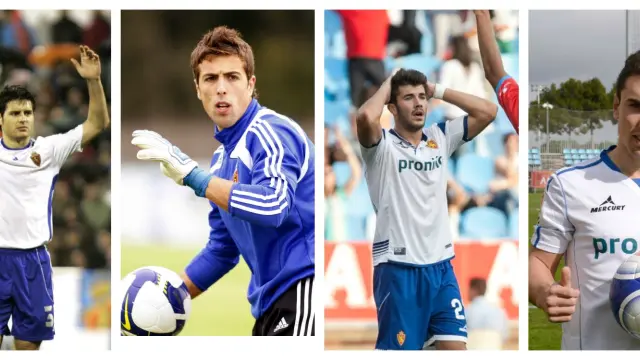 Paredes, Dorronsoro, Cidoncha y Carmona, los cuatro jugadores del Albacete en su época como zaragocistas.