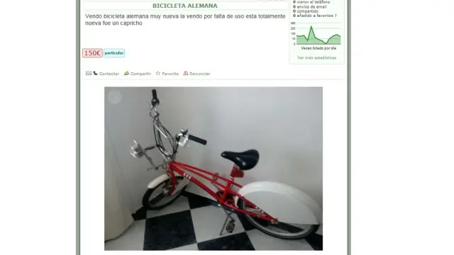 Imagen de la bicicleta (¿o bizicleta?) en venta