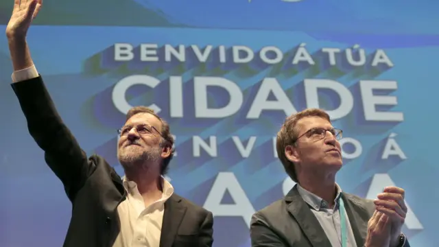 Rajoy y Feijóo en el Congreso del PP en Pontevedra.