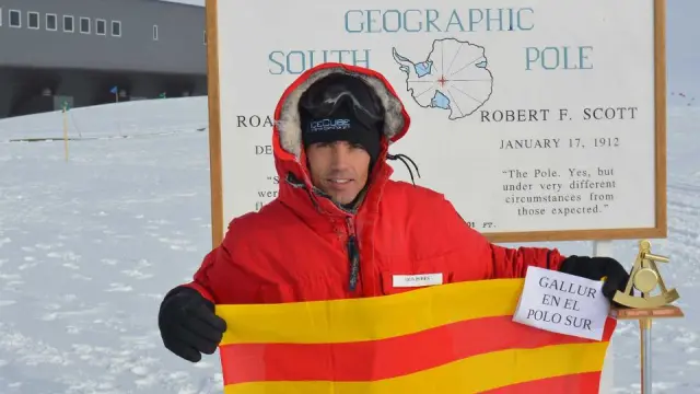 Carlos Pobes, en el Polo Sur.