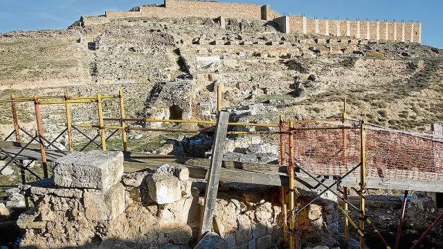 Imagen del teatro romano del yacimiento de Bílbilis tomada el pasado diciembre.