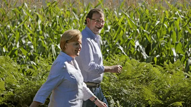 Merkel y Rajoy recorrieron un tramo del Camino de Santiago en el verano de 2014.