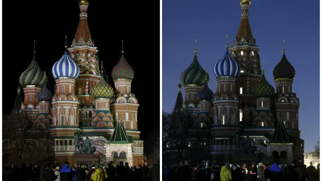 La catedral de San Basilio en Moscú, apaga sus luces