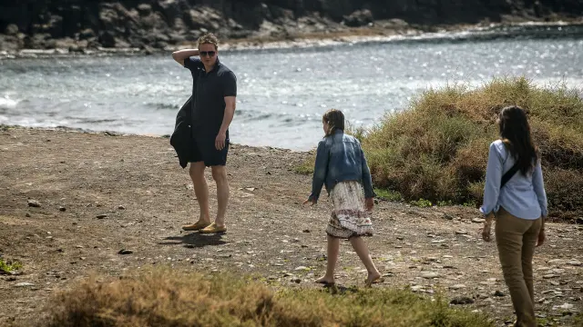 David Cameron junto a su hija este viernes en Lanzarote.
