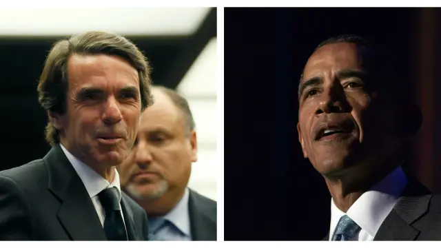 Combo de imágenes de Aznar y Obama.