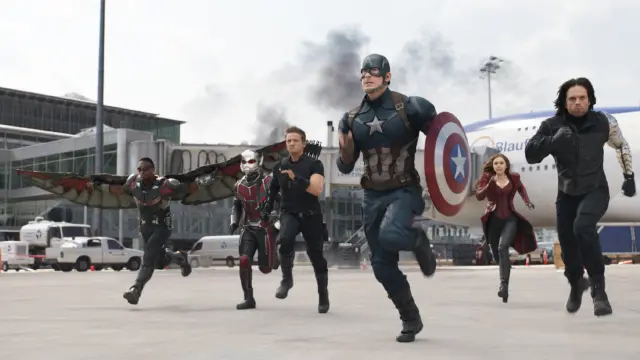 Escena de la película "Capitán América: Civil War", que se estrenará en España el próximo 29 de abril.