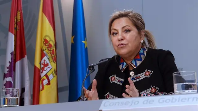 La vicepresidenta y portavoz de la Junta de Castilla y León, Rosa Valdeón, en rueda de prensa