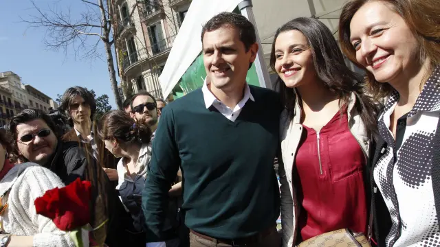 El presidente de Ciudadanos, Albert Rivera, y la líder en Cataluña, Inés Arrimadas