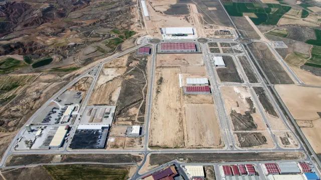 Vista aérea de la Plataforma Logística de Teruel, Platea, que se extiende sobre 139 hectáreas.