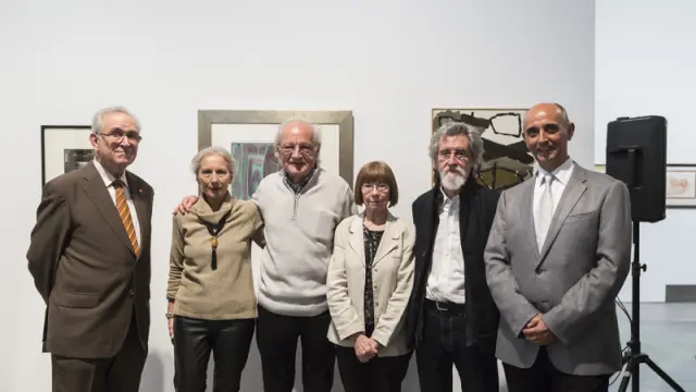 Miguel Casasús, Teresa Ramón, Natalio Bayo, Julia Dorado, Rafael Navarro y Antonio Rodés, en el Pablo Serrano.