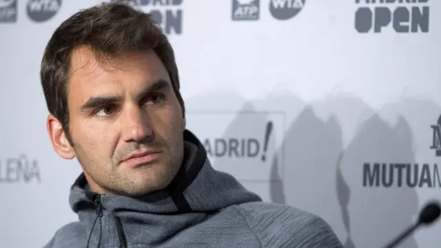 Roger Federer en la rueda de prensa tras su decisión de abandonar el Másters 1.000 de Madrid.