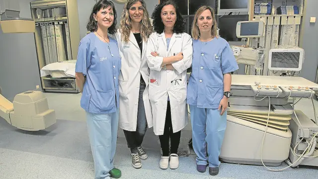 Las cardiólogas Charo Ortas, Carmen Aured, Eva Moreno y Esther Sánchez.