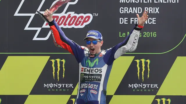 Jorge Lorenzo, en el podio del Gran Premio de Francia