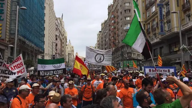 Un momento de la manifestación que ha tenido lugar en Madrid.