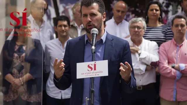 El secretario general del PSOE de Castilla y León, Luis Tudanca, durante su intervención en un acto electoral reciente.