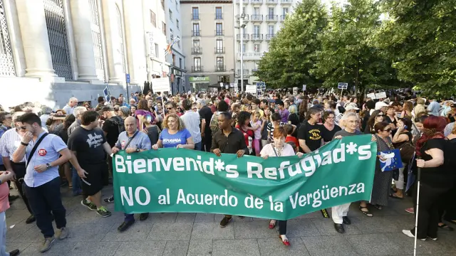 Manifestación por los refugiados en Zaragoza.