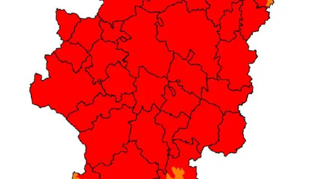 Mapa de Aragón que muestra las zonas más susceptibles de sufrir incendios.