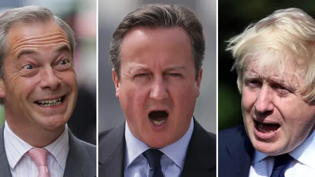 Farage, Cameron y Johnson