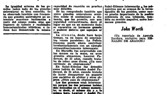 Noticia publicada en HERALDO hace 50 años.