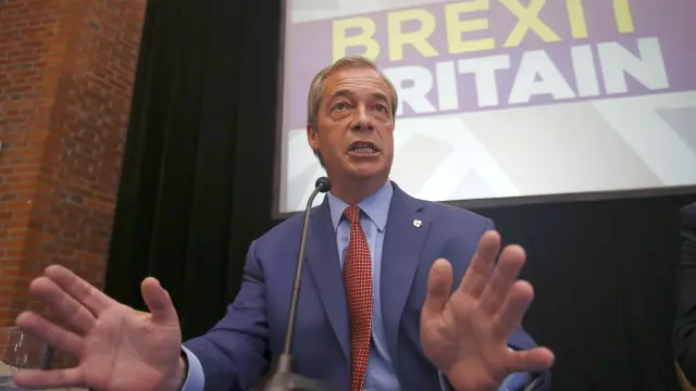 Nige Farage durante una conferencia sobre "el brexit"