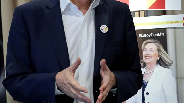 Zapatero durante su participación en un acto en apoyo a Hillary Clinton.