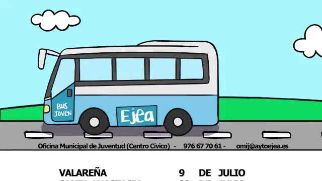Cartel del servicio de autobús joven.