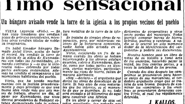 Este "timo sensacional" lo publicó Heraldo el 15 de julio de 1962.