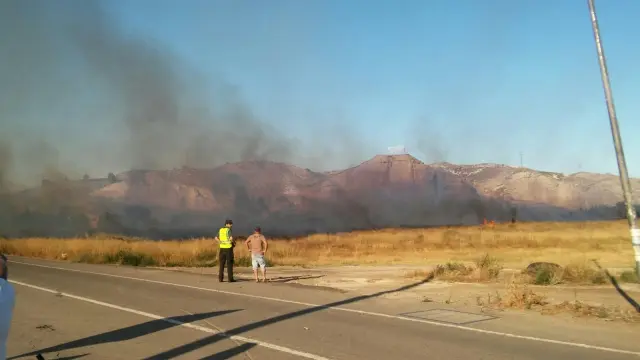 El humo ha obligado a cortar la N-II durante unas horas a la altura de Nuez de Ebro.