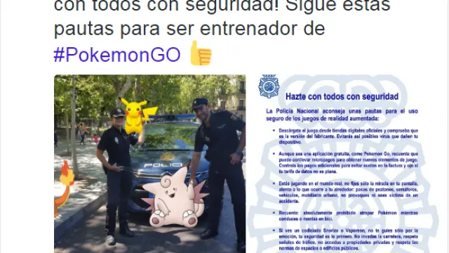 La Policía Nacional lanza una lista de precauciones ante el fenómeno de Pokemon Go
