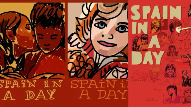El público puede elegir entre estos tres carteles para la película 'Spain in a day'.