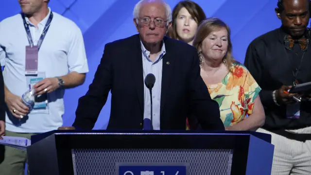 Bernie Sanders durante la apertura de la Convención Demócrata.