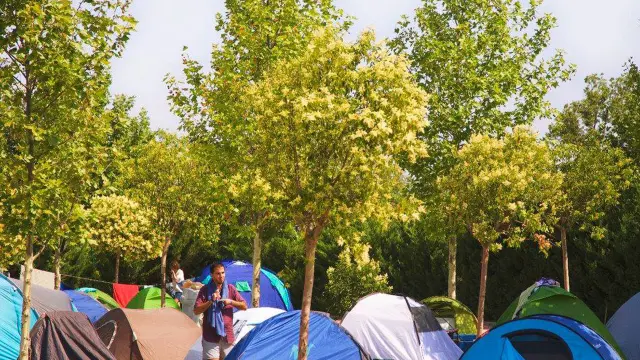 El camping de Zaragoza, durante la celebración del Slap Festival