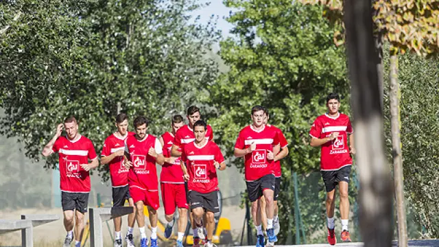 Los jugadores del CAI Zaragoza, durante la pasada pretemporada